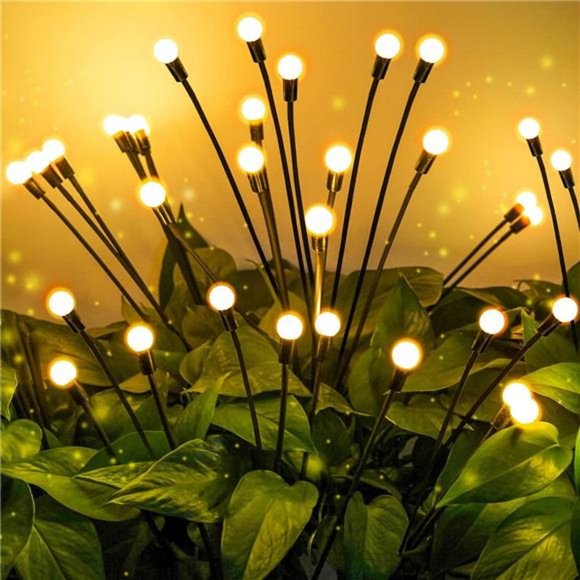 𝟖 𝐏𝐚𝐜𝐤 𝟔𝟒𝐋𝐄𝐃Solar Firefly Garden Lights Outdoor Solar Swaying Light